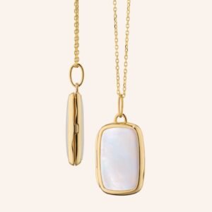 Slim Britt Gold Locket Necklace with Mother of Pearl