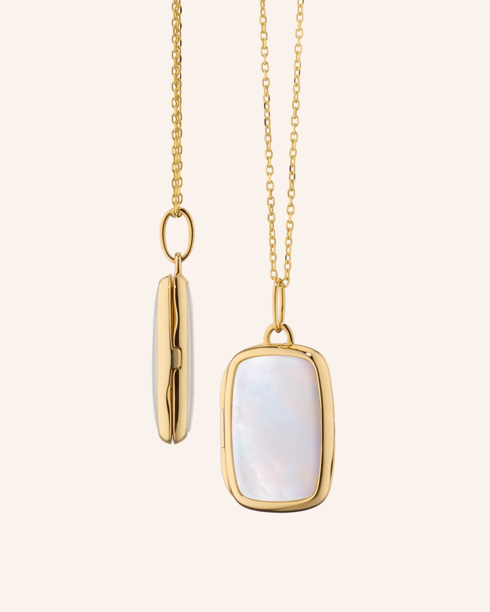 Slim Britt Gold Locket Necklace with Mother of Pearl