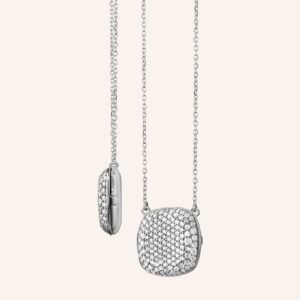 Slim Rae & Chain Locket with Pavé White Sapphires