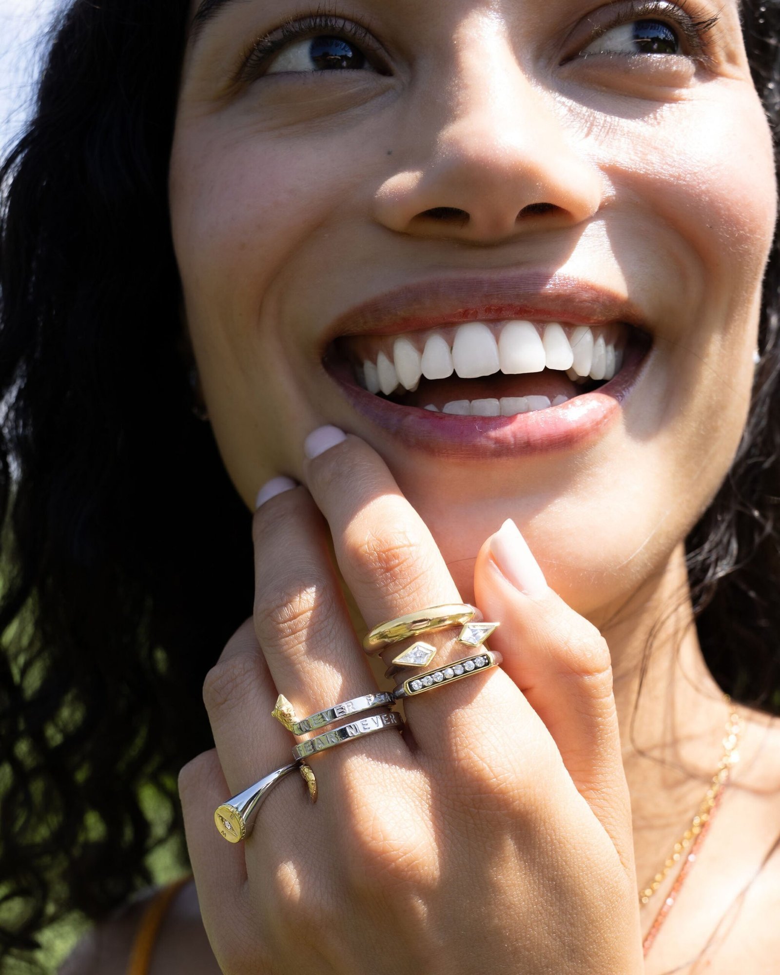 Adventure Compass Two-Tone Poesy Stackable Ring - Image 2