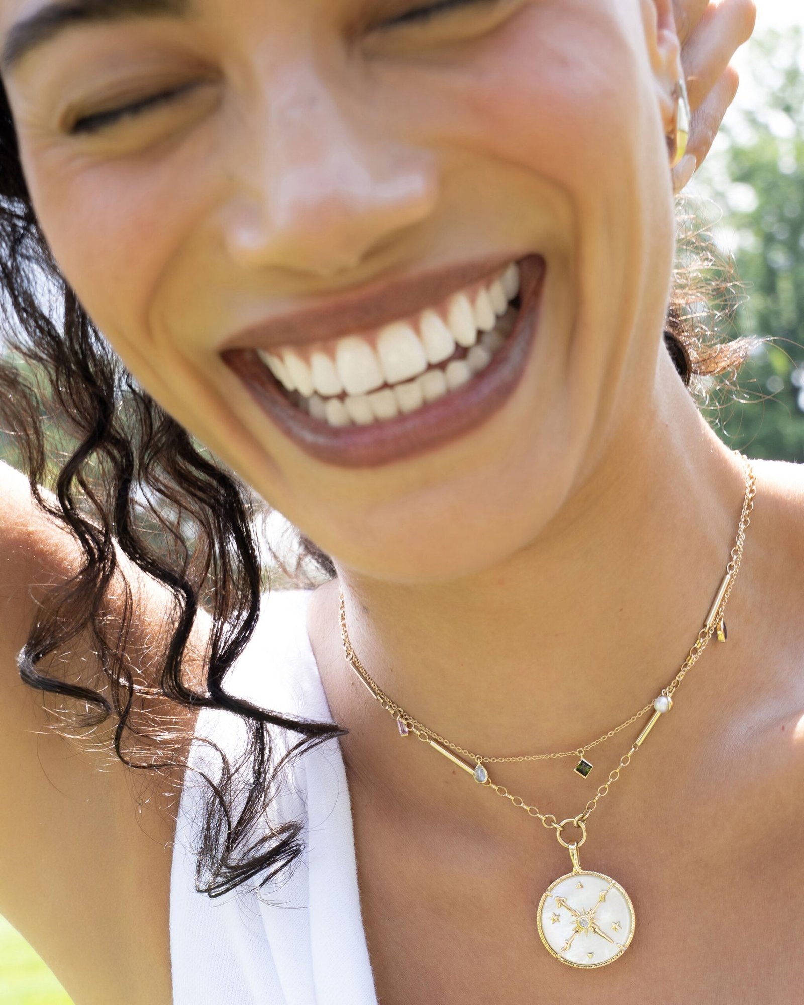 Constellation Necklace with Mother of Pearl and Diamonds - Image 2
