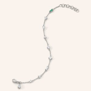 Tennis Bracelet with Fancy Cut Rock Crystal Stones and Tsavorite
