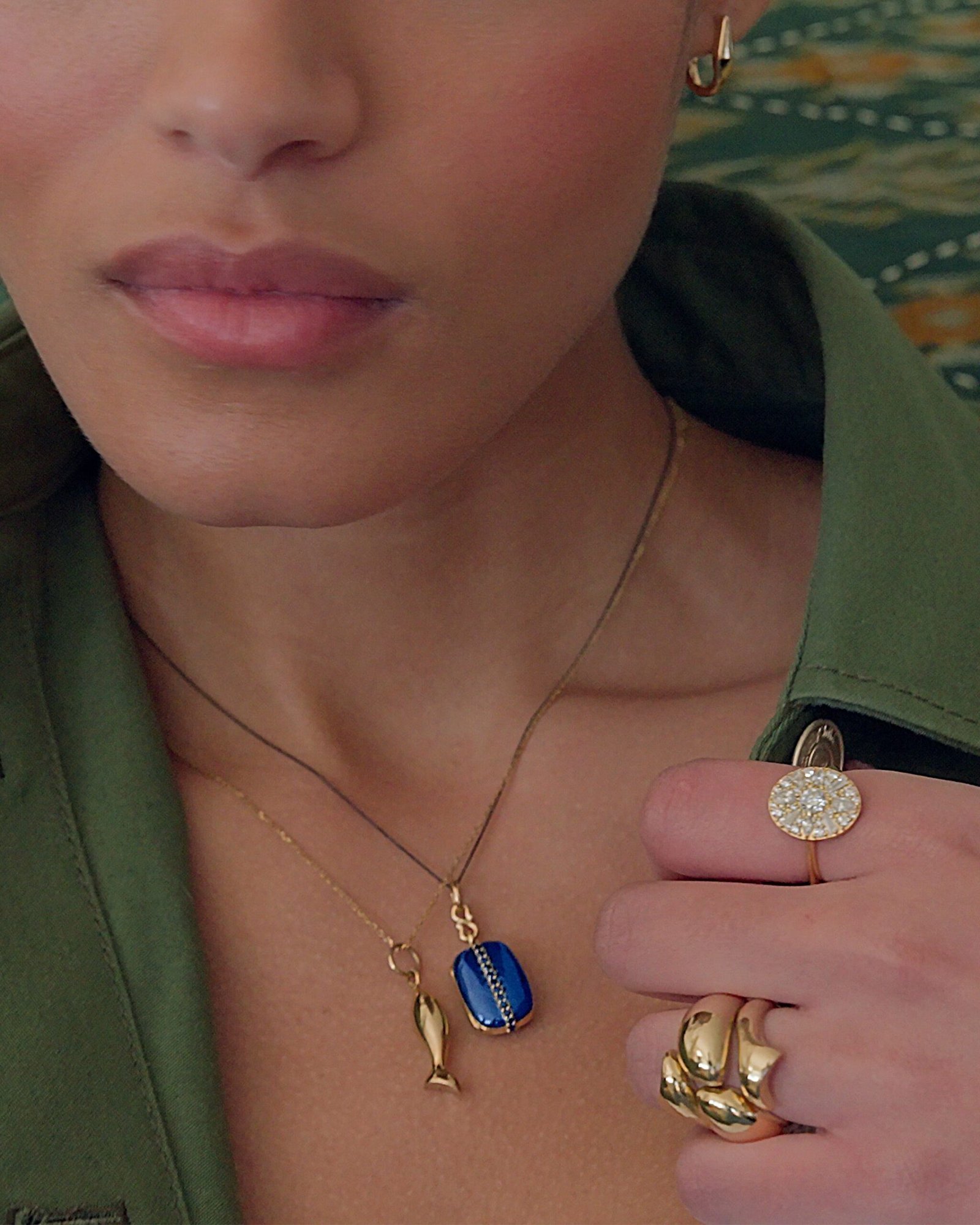 Blue Enamel Vermeil Cushion Locket with Blue Sapphires - Image 2